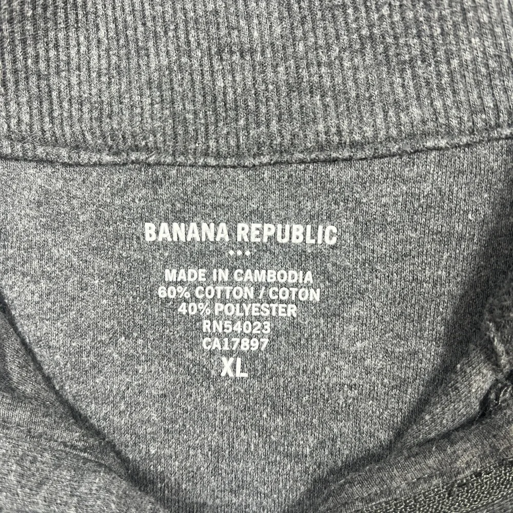 Banana‎ Republic Sweater Mens Extra Large Heathered Gray Cotton Knit Quarter Zip